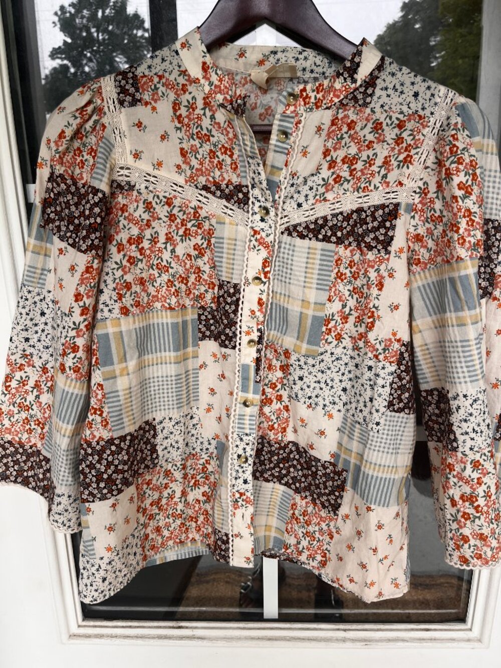 Sezane Easton Shirt Floral Patchwork - Size 4/36